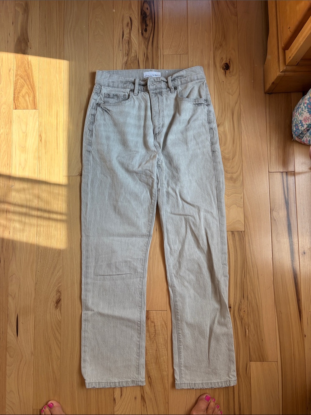 LOFT Light gray High-Rise Straight Jeans